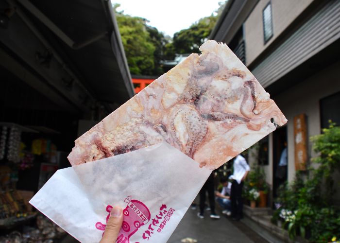 The local senbei, japanese local snack style made from japanese rice mix with flavor, Enoshima