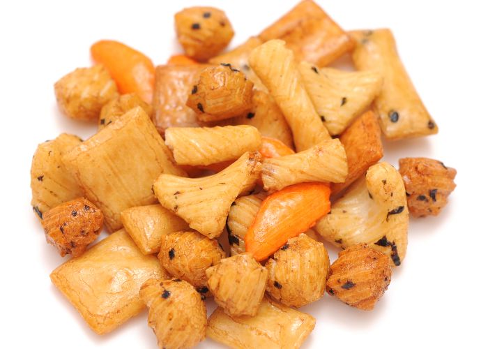 a group of rice cracker on white background