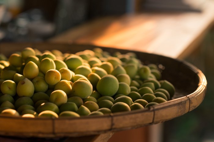 umeshu plums in a basket