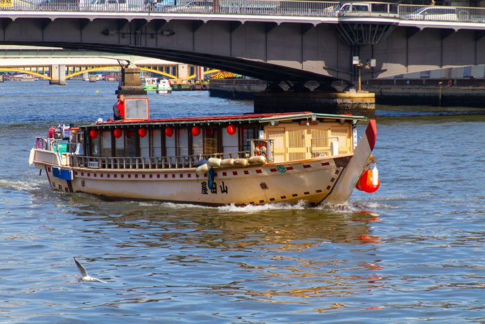 Yakatabune pleasure boat on Sumida River, Tokyo