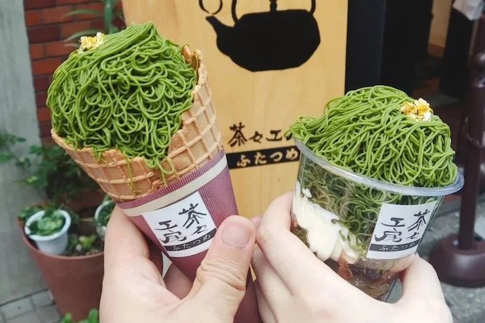 Matcha & Chestnut String Ice Cream in Tokyo