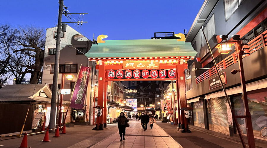 The streets of Asakusa as the sun begins to set.