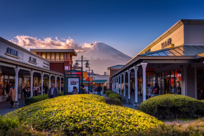 Gotemba Premium Outlets with Fuji-san in the background
