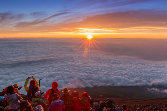Watching the sunrise from Mt Fuji