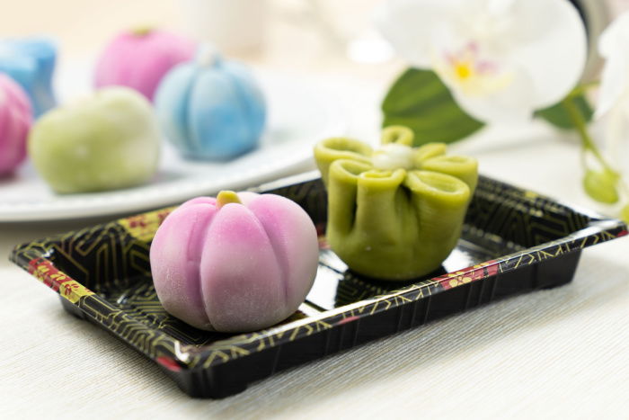 Wagashi on a plate