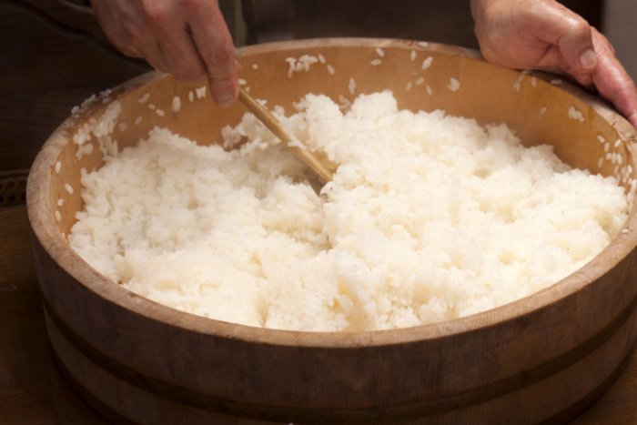 Close-up of shari, or sushi rice