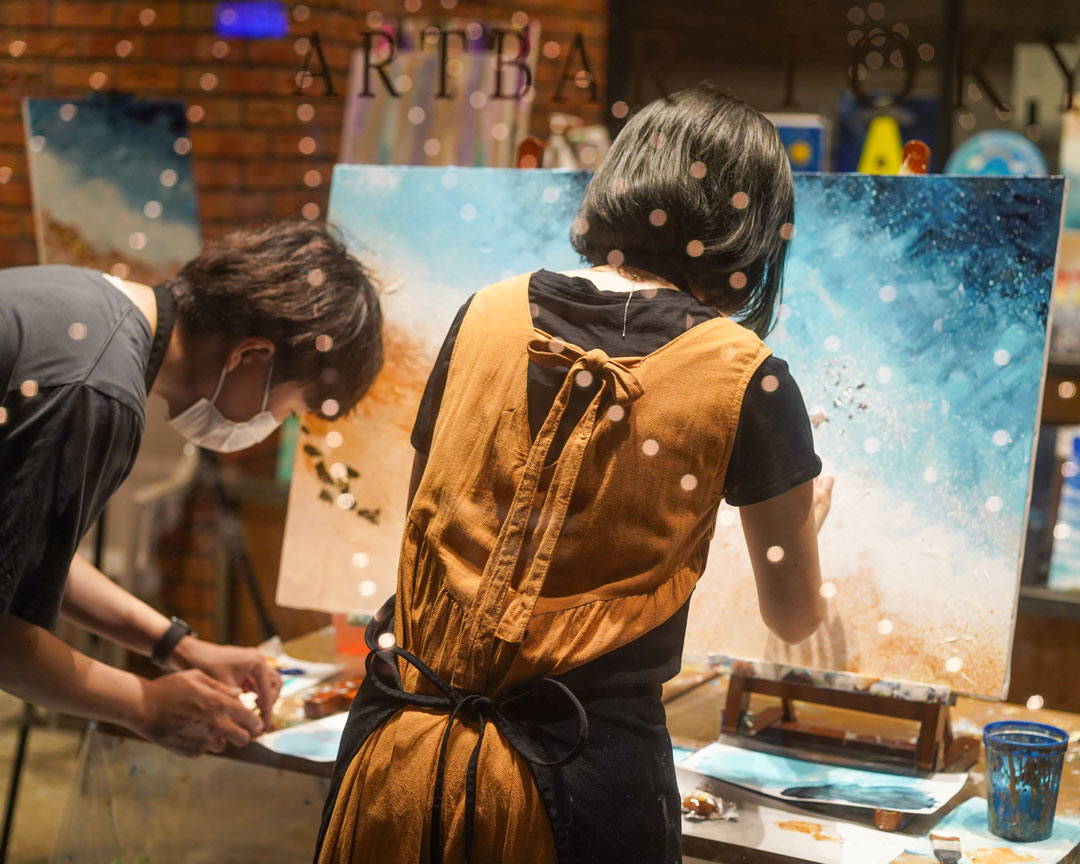Paint & Sip (Tokyo): Hokusai’s Great Wave, Sake, Umeshu + 8
