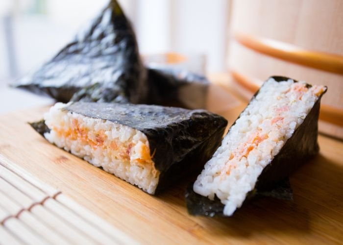 A photo of salmon onigiri (Japanese rice balls)