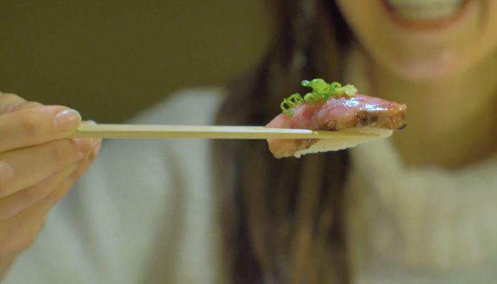 Sushi made from Japanese beef