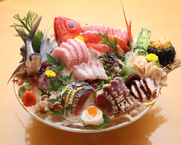 Elegant seafood platter with fresh fish and decor