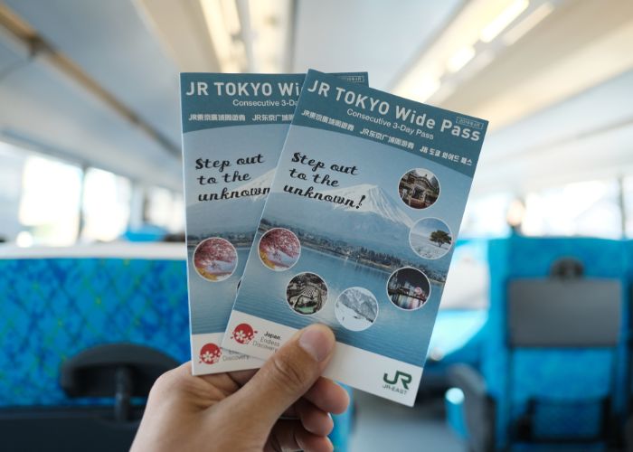 A pair of JR Tokyo Wide Pass booklets.