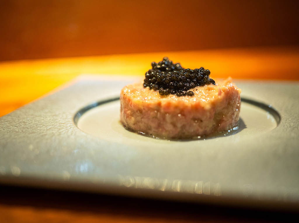 A picturesque plating of steak tartare topped with caviar at Rogama Steak Arcanum.