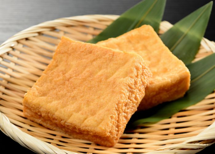 Two pieces of kimigoromo (egg meringue cakes), a traditional sweet from Nara Prefecture, Japan