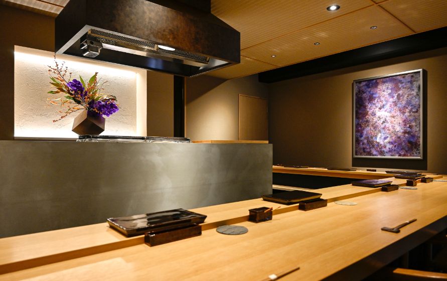 Elegant counter seating at Yakitori Matsuoka.