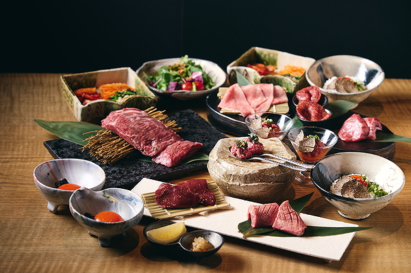 Gourmet Japanese beef platter with assorted sides
