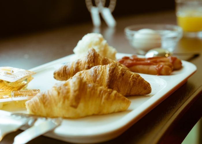 A plate of croissants at a hotel buffet in Tokyo