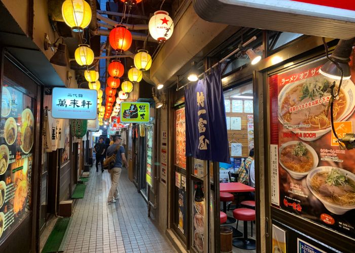 A photo of Sapporo's Ganso Ramen Yokocho alley