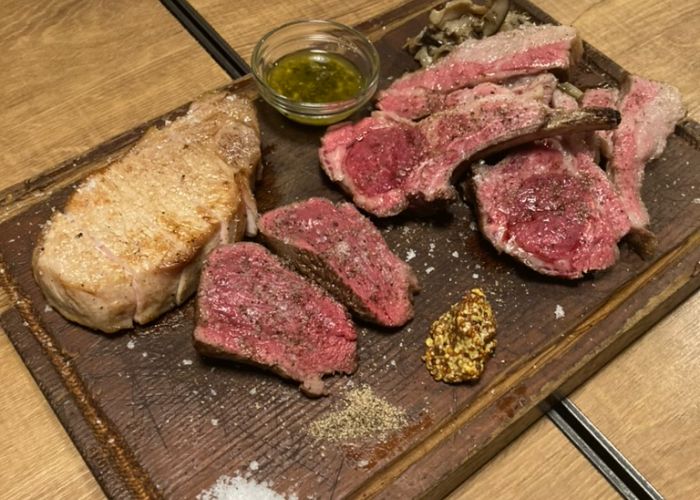 A meat plate from The Meat Shop restaurant in Sapporo, Hokkaido