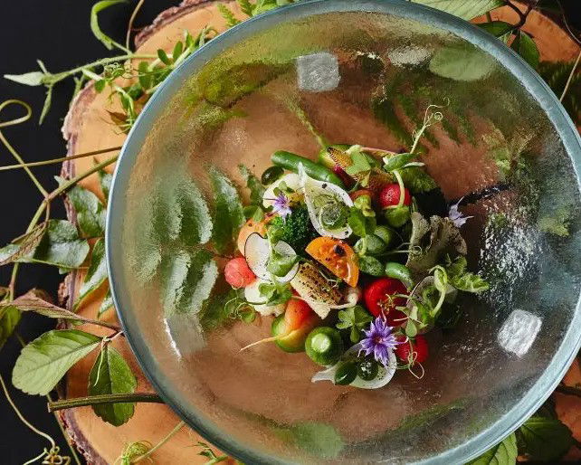 A salad at ROKU KYOTO TENJIN Chef's Table