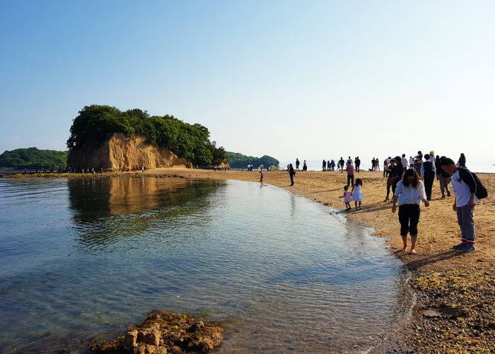 People walking along Angel Road in Shodoshima, Kagawa Prefecture, Japan