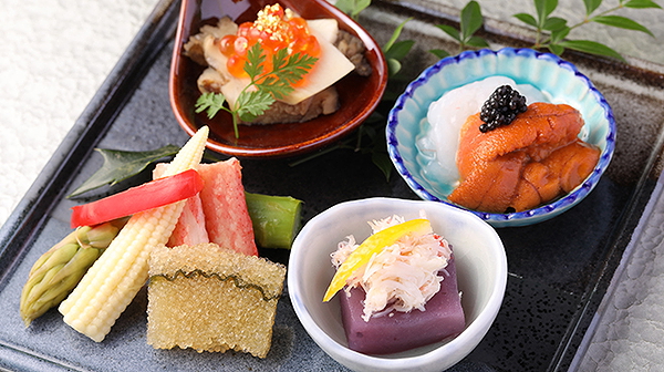 Exquisite Japanese cuisine platter with sushi and fresh garnishes