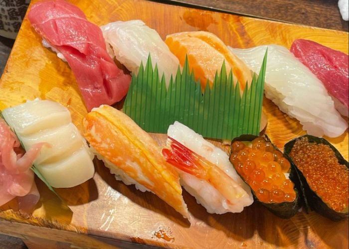 A selection of fresh sushi from Nijo Fish Market.