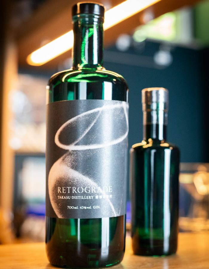 Retrograde gin bottle from Takasu Distillery