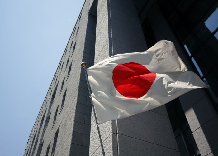 A Japanese flag flapping in the wind on Showa Day.