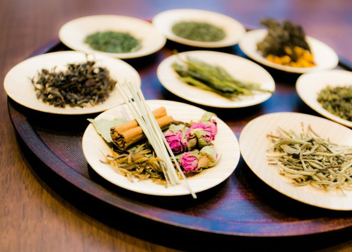 A selection of dishes and herbs at Sazenka, #39 on Asia's 50 Best Restaurants 2024.