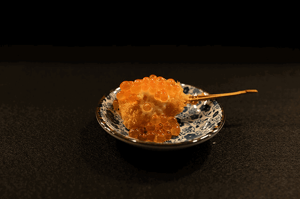 Gourmet salmon roulade with roe on elegant plate