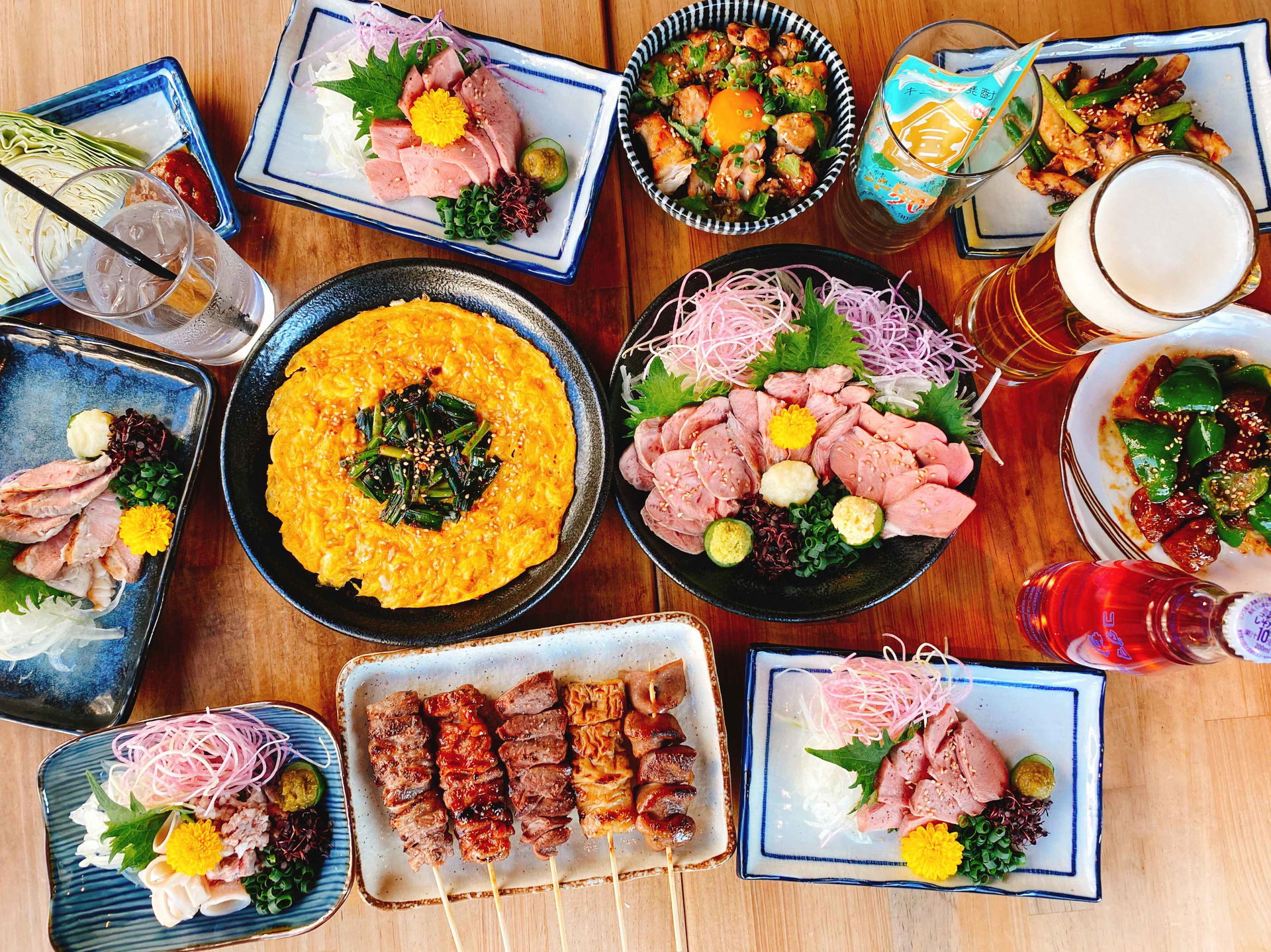 Authentic Japanese course menu with assorted dishes