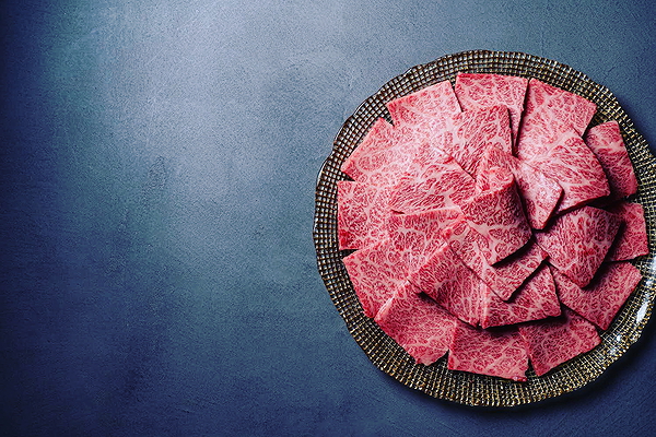 Delicious Wagyu beef slices elegantly arranged on a platter
