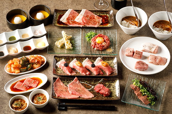 Assorted gourmet dishes displayed elegantly on a restaurant table