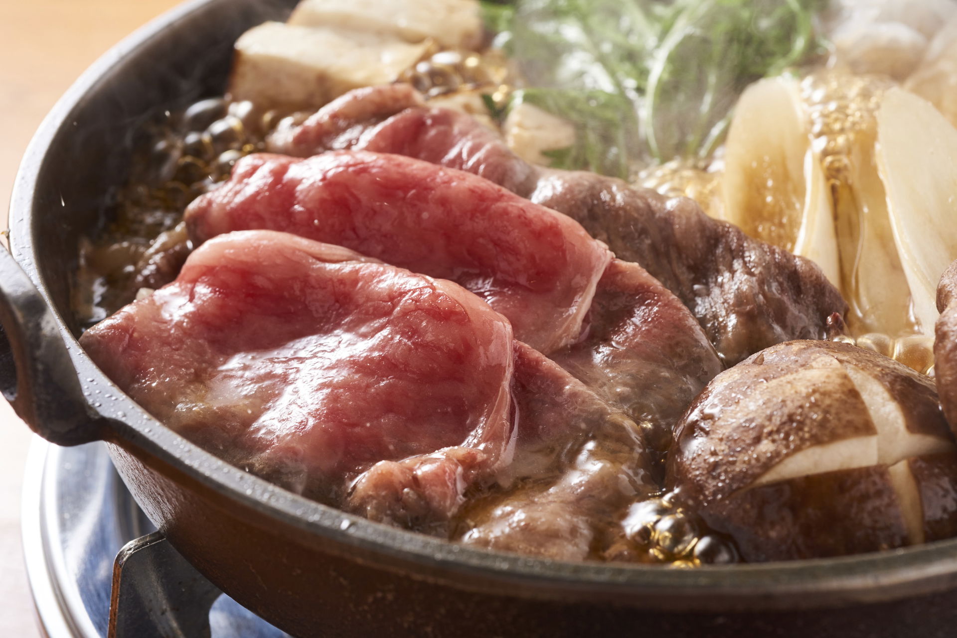 A bubbling broth at Sukiyaki Sasaki.
