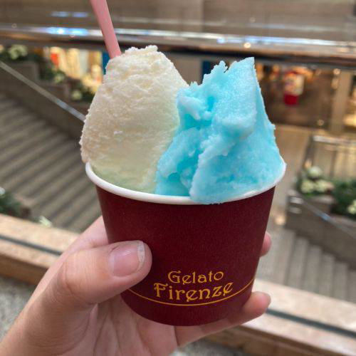 Ramune and milk ice cream from Gelato Firenze in Yokohama, Japan