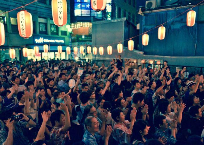 Bon dori dancers at Shimokitazawa festival