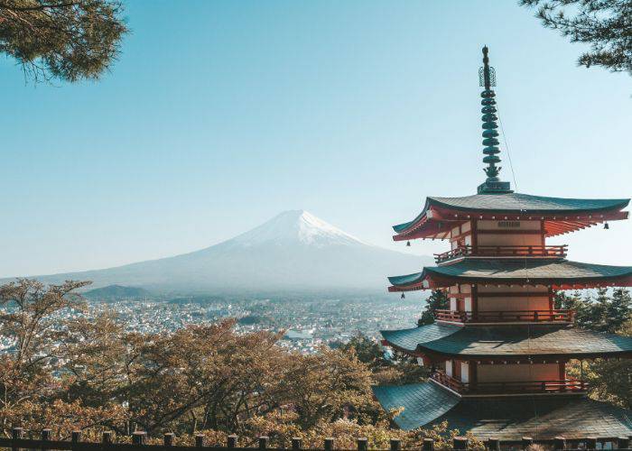 Looking at the iconic Mt. Fuji from Kyoto.