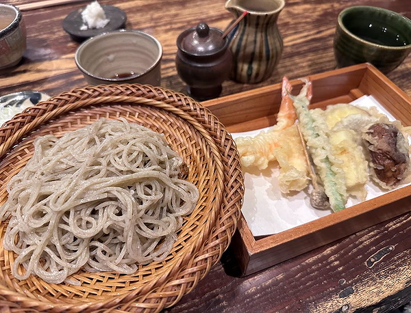 Authentic Japanese soba and tempura in traditional setting