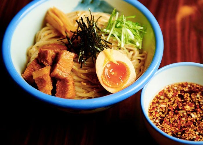 A bowl of Afuri Tsukemen, ramen noodles served separately from the dipping sauce
