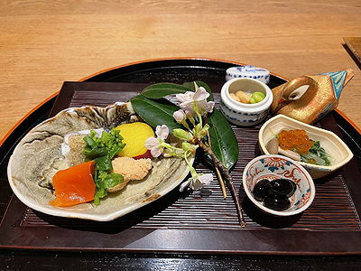 Elegant Japanese dish with fresh ingredients and delicate presentation