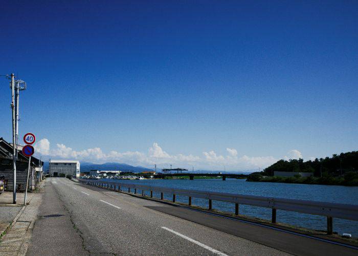 Looking out at the Sea of Japan from a road in Kanazawa.