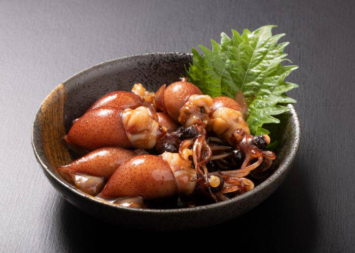 A serving of hotaru-ika firefly squid.