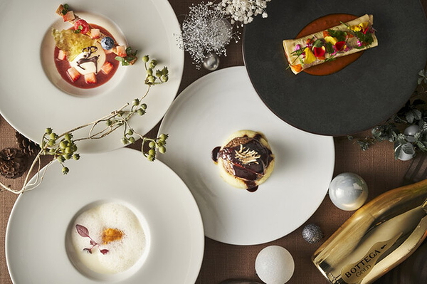 Gourmet dishes elegantly plated at a fine dining restaurant