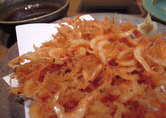 A plate full of fried Sakura Ebi, tiny little prawns