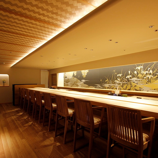 Elegant upscale restaurant interior with wooden decor