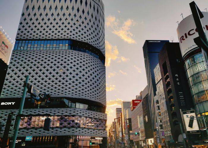 The unique architecture of the Sony building in Ginza.