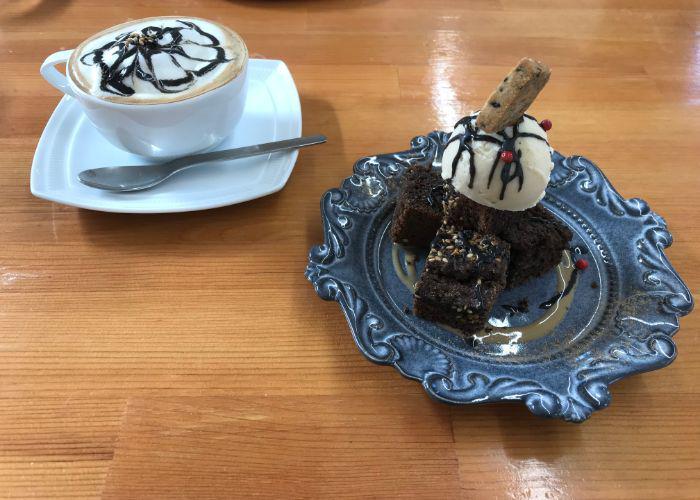 Sesame sweets from Gomacro Salon, a vegan restaurant in Kyoto, put on beautifully ornate plates