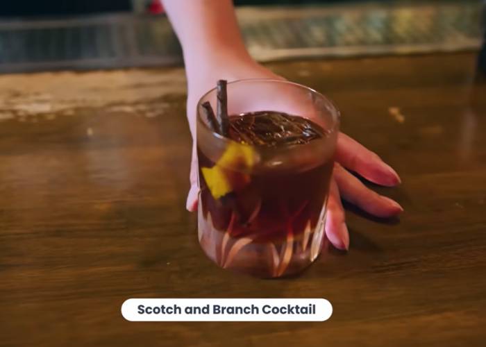 The twist on a classic at Scotch & Branch cocktail bar in Kyoto: the Scotch and Branch Cocktail.