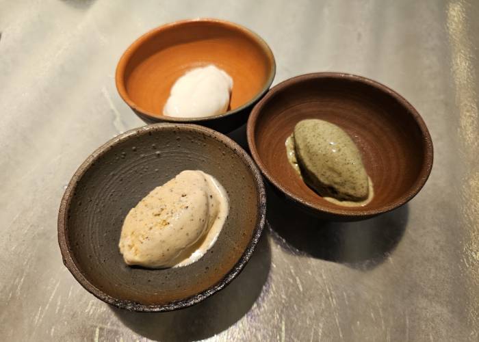 Three flavors of unique silkworm gelato at ANTCICADA.