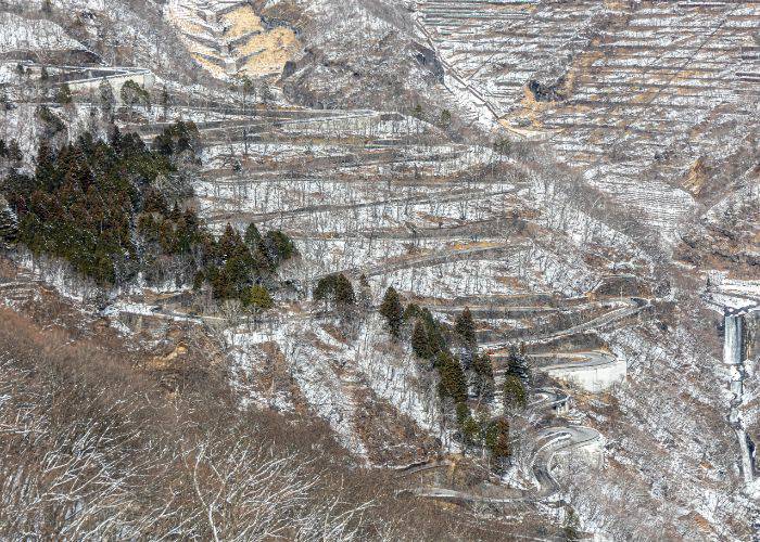 The snow-covered scenes of Nikko's famous Irohazaka Winding Road.